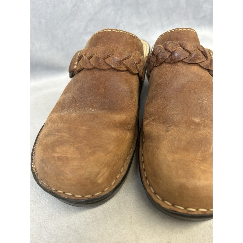 GNW Clogs Sandals Slide On Size 8 Medium Spruce Brown Tan Leather Buckle Cute - Picture 7 of 10